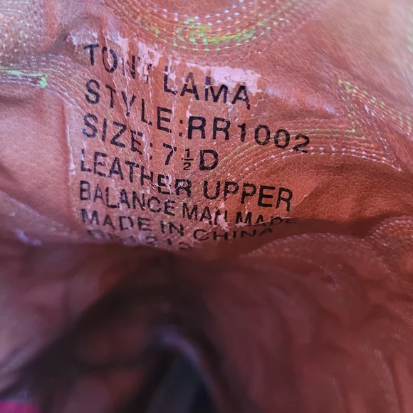 Tony Lama Brown And Black With Fancy Stitching Leather Buckaroo Cowboy Boots - Picture 5 of 6